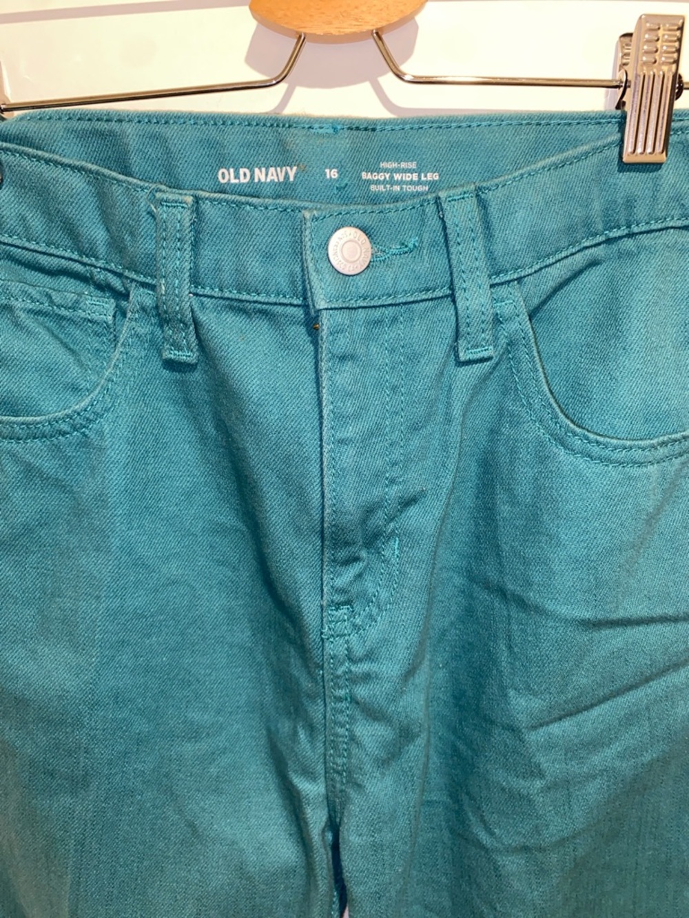 Girls Old Navy Teal High -Rise Baggy Wide Leg Built -In - Tough - Picture 2 of 4